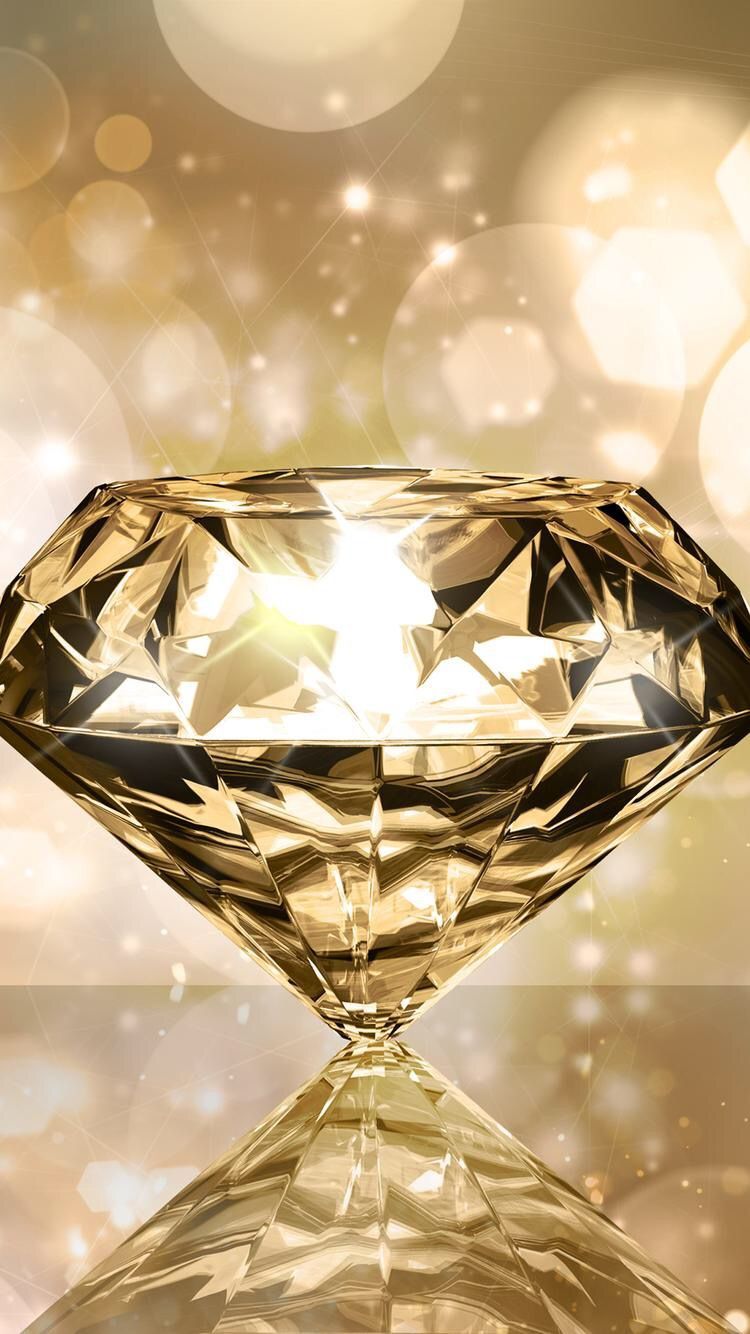 Diamant, Gold, Bokeh, Spiegelung, Hochformat, HD, Hintergrundbild fürs Handy