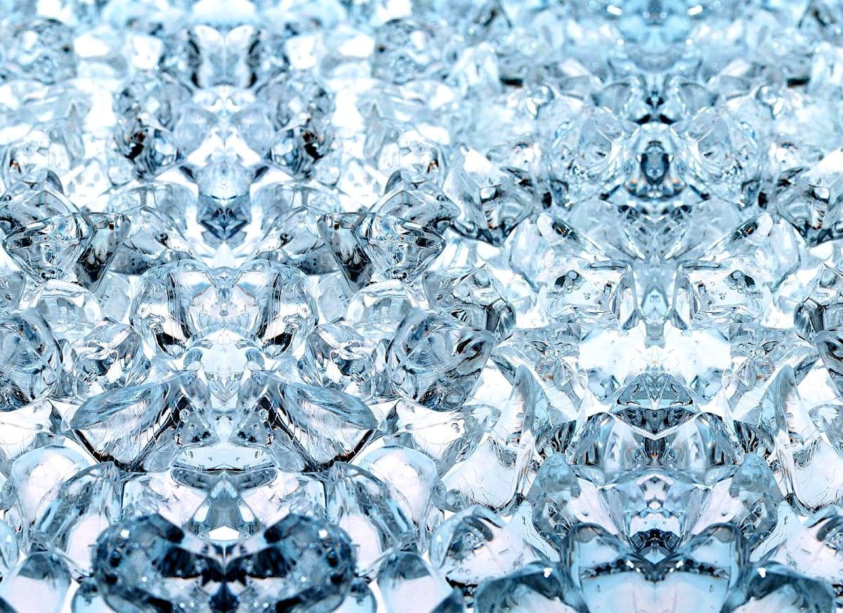Kristalle, Eisblau, Muster, Abstrakt, Kaleidoskop, Hintergrund