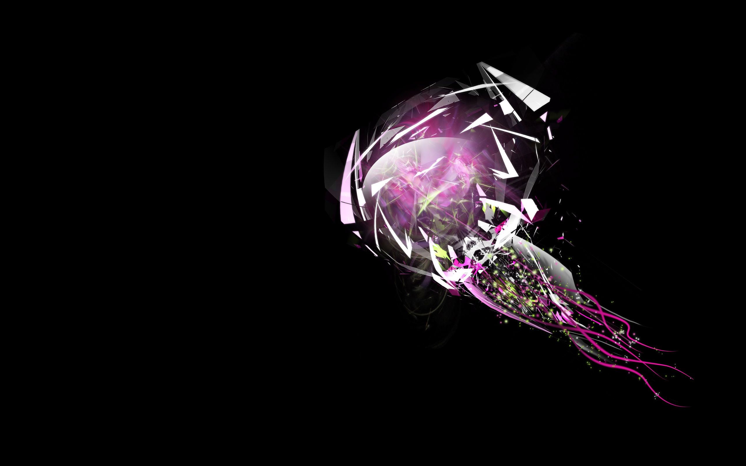 Qualle, Kristall, Pink, Schwarzer Hintergrund, Digitale Kunst, 2K Wallpaper