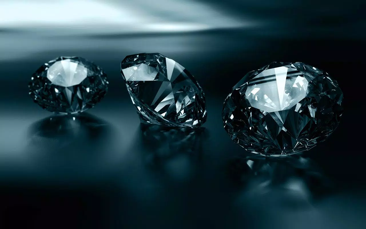 Diamanten, Drei Brillanten, Spiegelung, Dunkelblau, Nahaufnahme, HD, Desktop-Hintergrund
