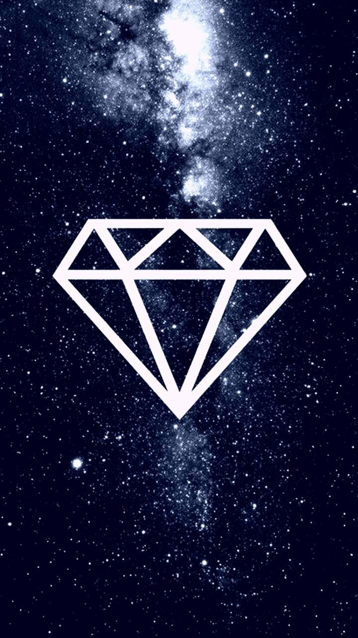 Diamant-Symbol, Linienzeichnung, Sternenhimmel, Milchstraße, Hochformat, HD, Handy-Hintergrundbild