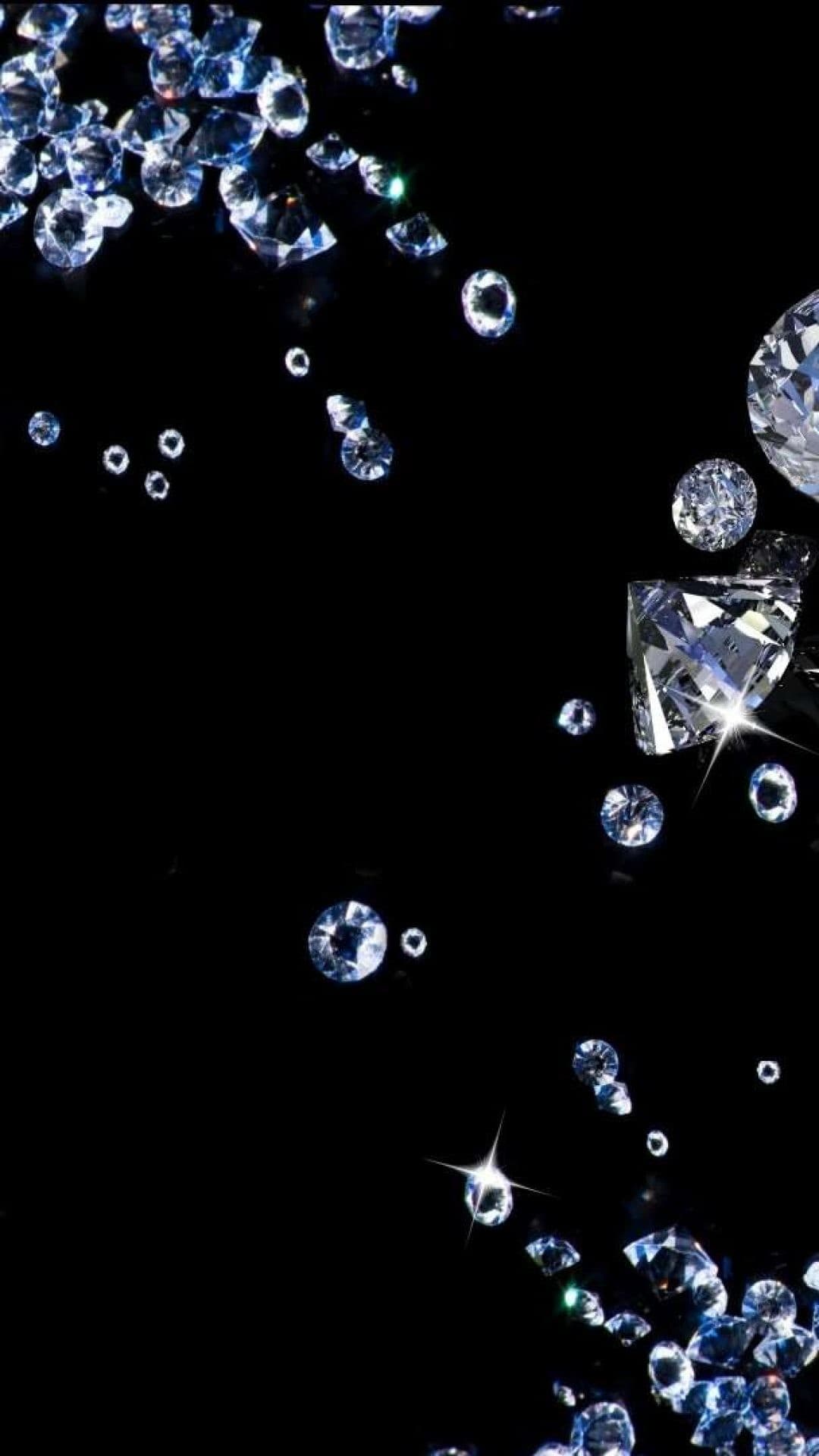 Diamanten, Wassertropfen, Schwarzer Hintergrund, Funkeln, Hochformat, Sperrbildschirm fürs iPhone