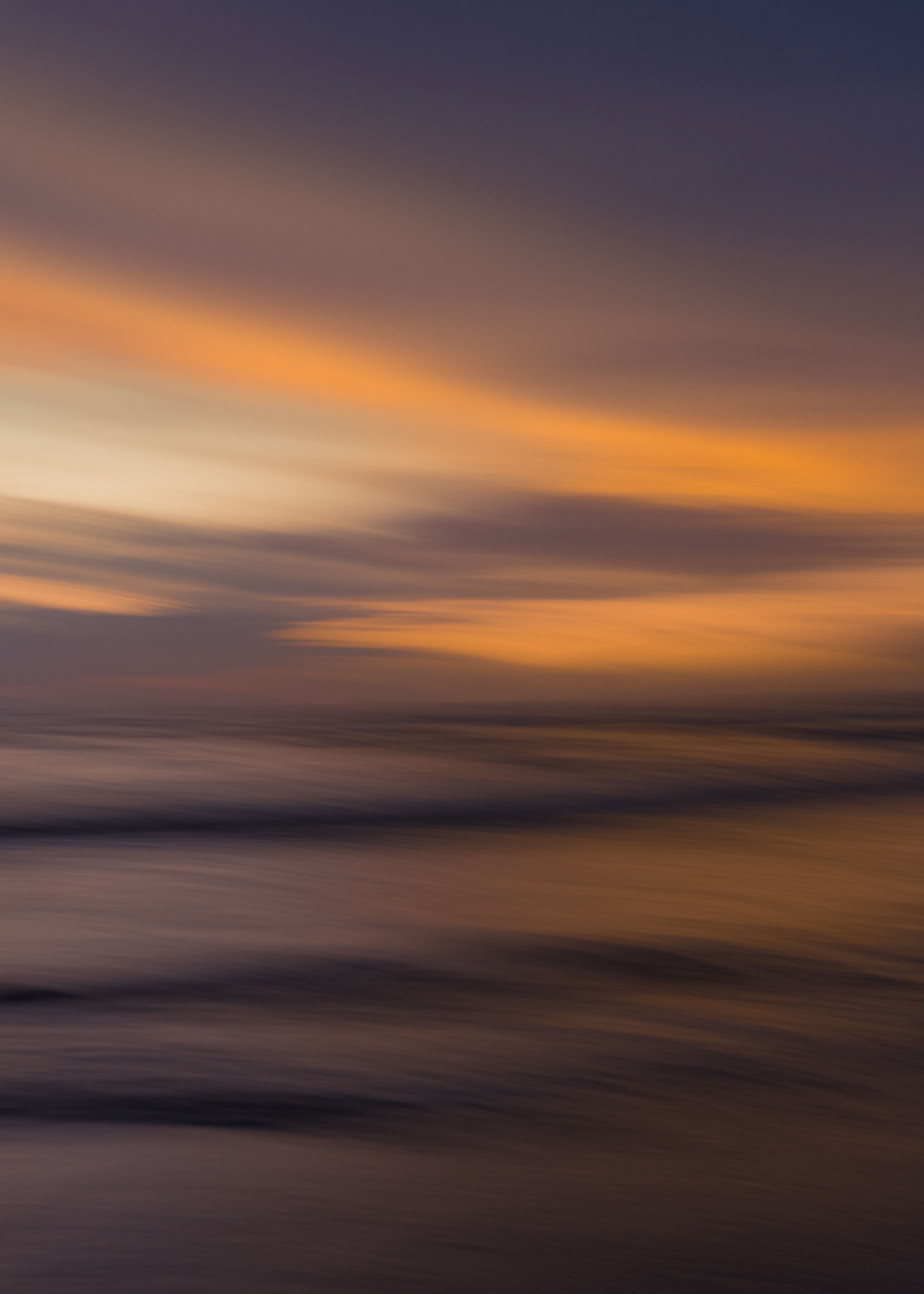 Langzeitbelichtung, Meer, Horizont, Bewegungsunschärfe, Abendhimmel, QHD+, iPad-Hintergrundbild