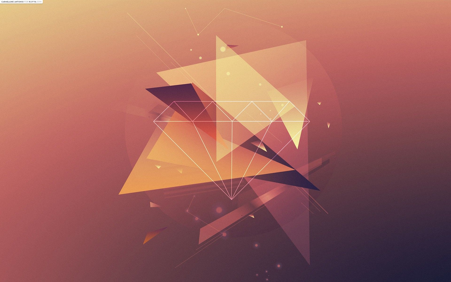 Abstrakt, Geometrisch, Dreiecke, Low Poly, Orange-Lila, 16:10, Full-HD-Hintergrundbild für den Desktop