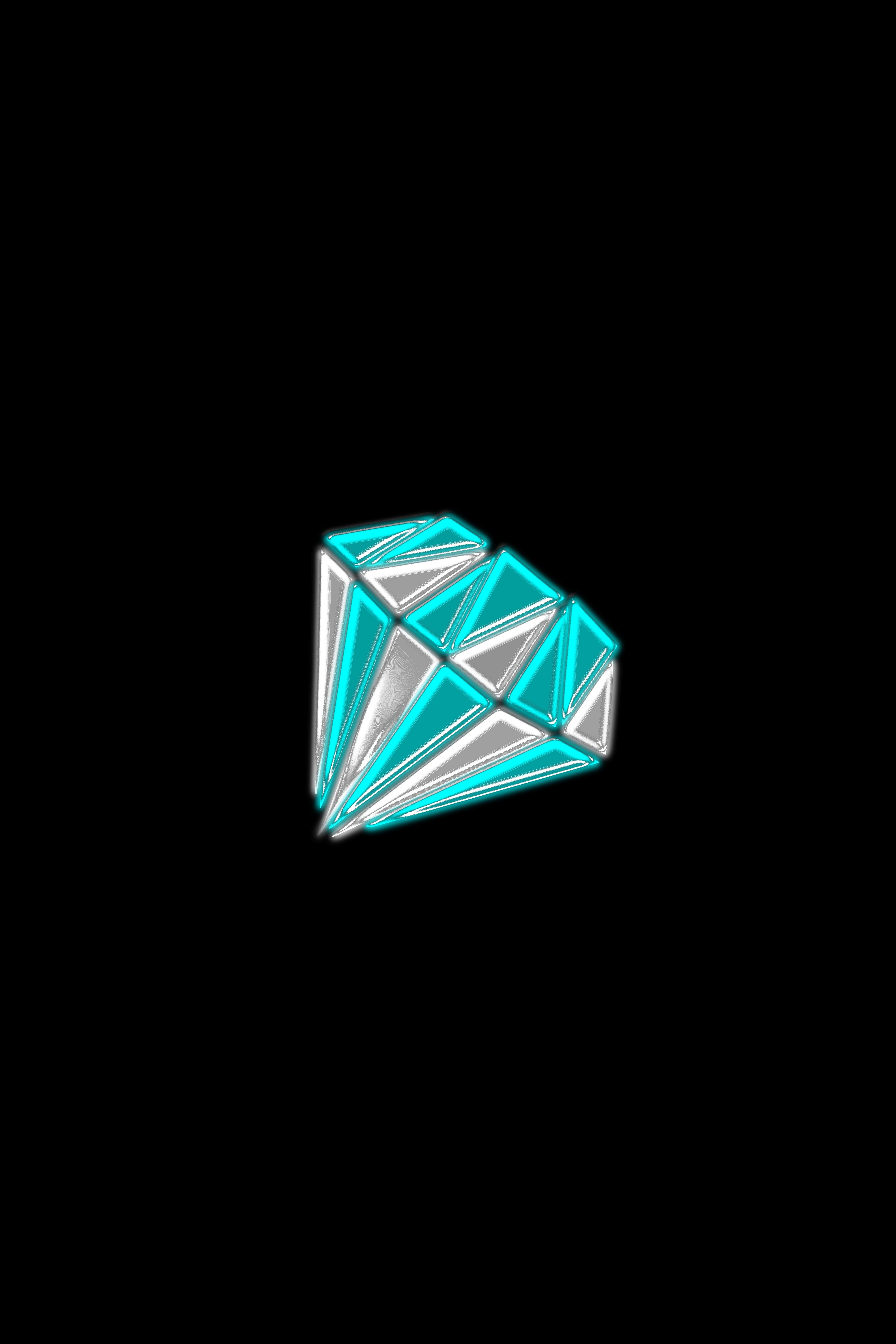 Diamant, Türkis, Schwarzer Hintergrund, Minimalismus, Hochformat, Sperrbildschirm fürs iPhone