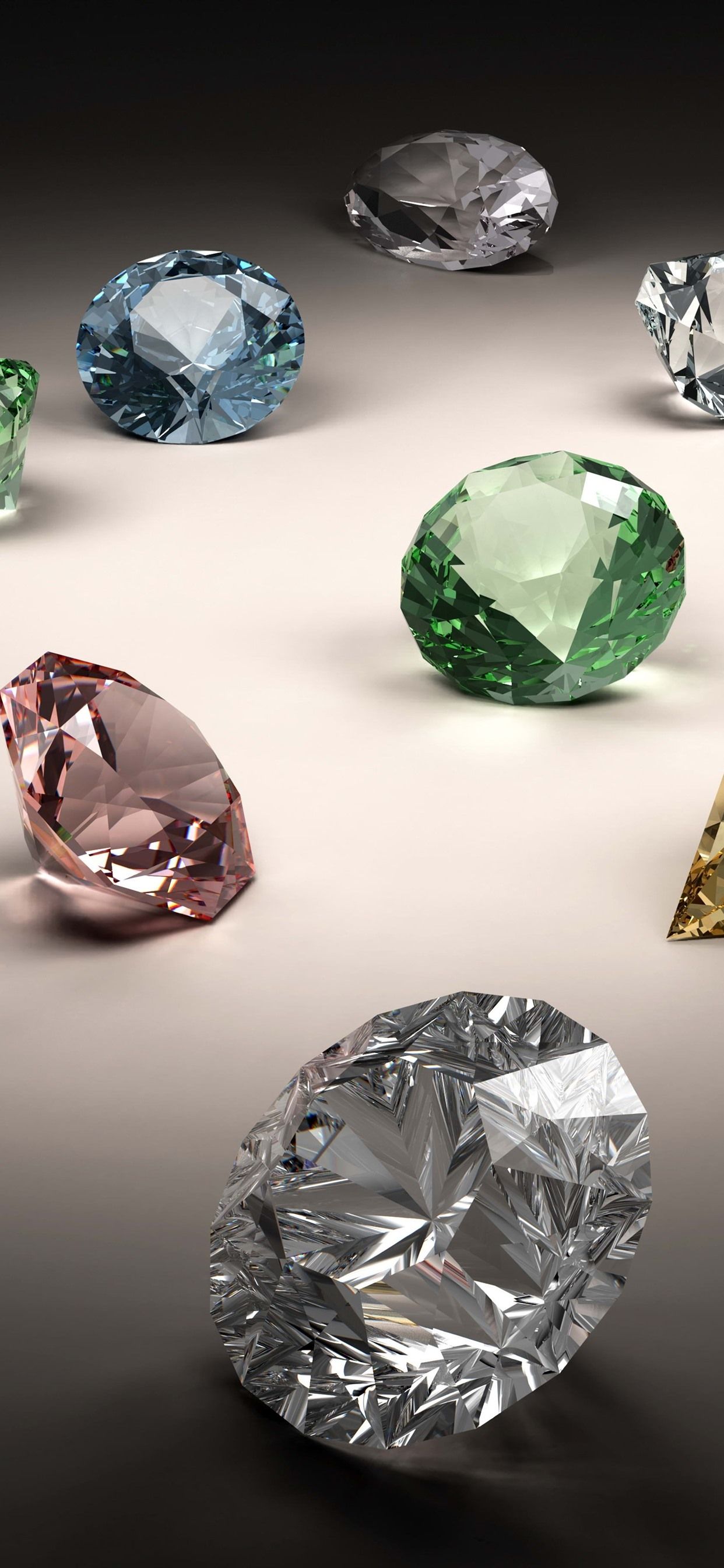 Edelsteine, Farbige Steine, Diamant, Nahaufnahme, Hochformat, Hintergrundbild fürs Handy