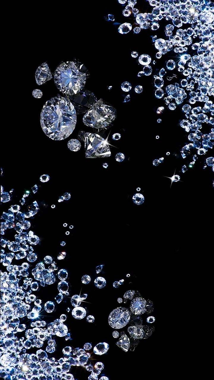 Diamanten, Wassertropfen, Schwarzer Hintergrund, Funkeln, Hochformat, Sperrbildschirm fürs iPhone