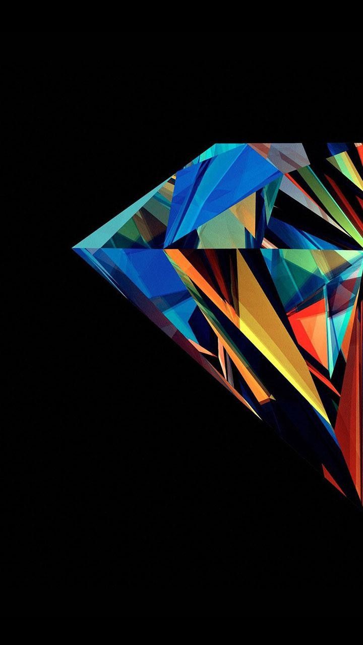 Diamant, Bunte Facetten, Ausschnitt, Schwarzer Hintergrund, Hochformat, Sperrbildschirm fürs iPhone