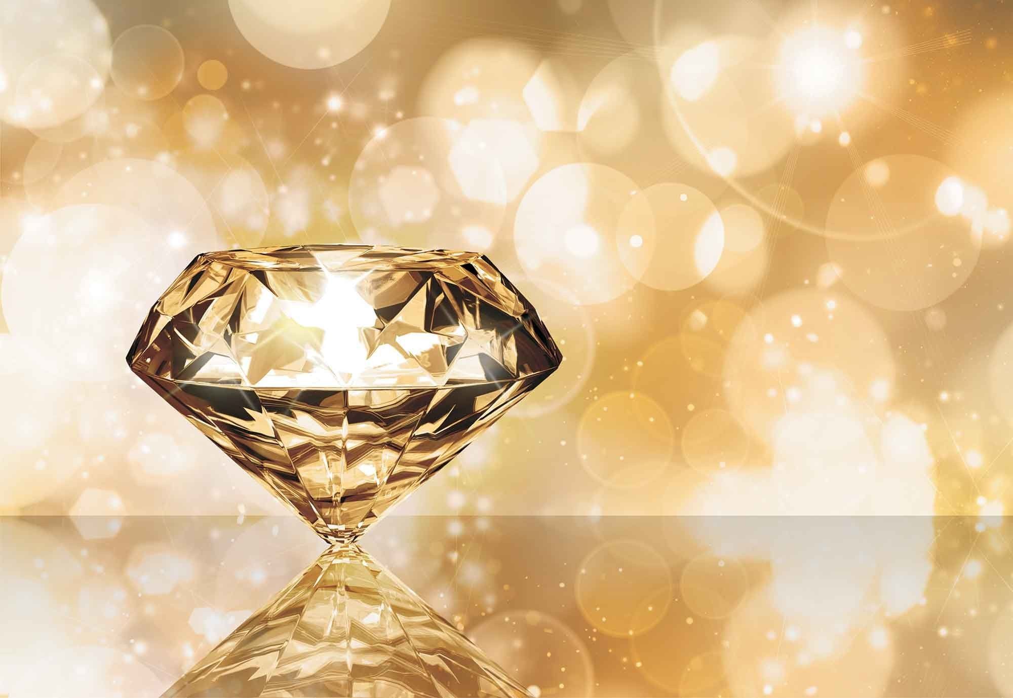 Diamant, Gold, Bokeh, Spiegelung, Glanz, Full HD, Desktop-Hintergrund für Windows