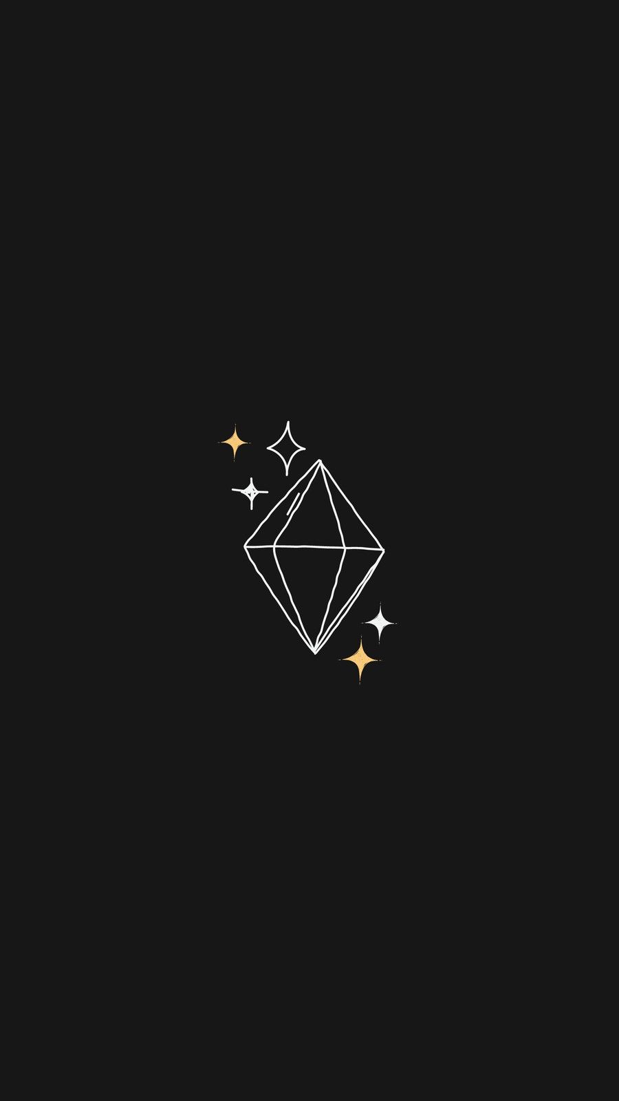 Diamant-Symbol, Linienzeichnung, Minimalismus, Dunkelgrauer Hintergrund, Hochformat, Sperrbildschirm