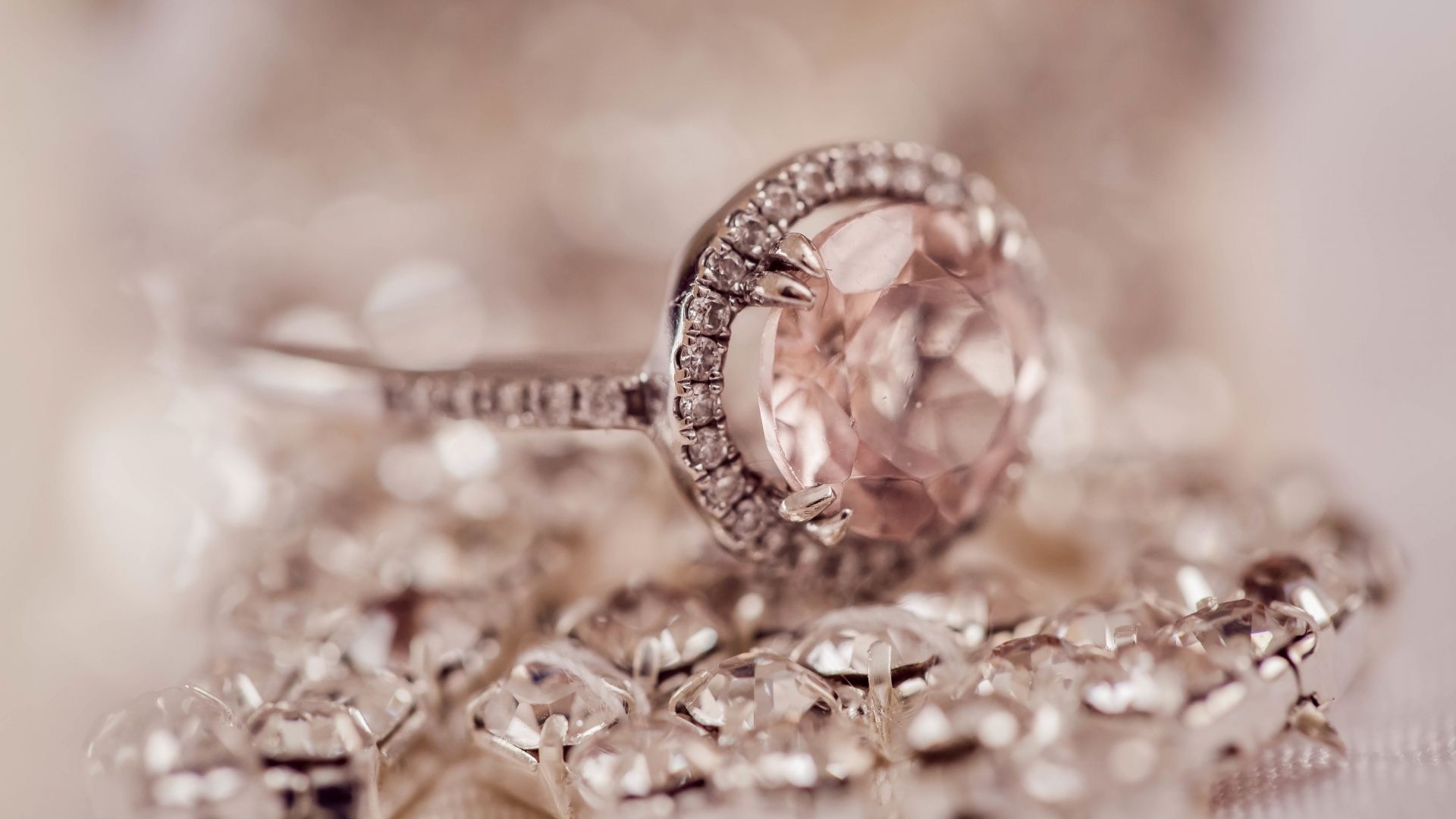 Diamantring, Roségold, Schmuck, Bokeh, Nahaufnahme, 1920x1080, Full-HD-Hintergrundbild für PC