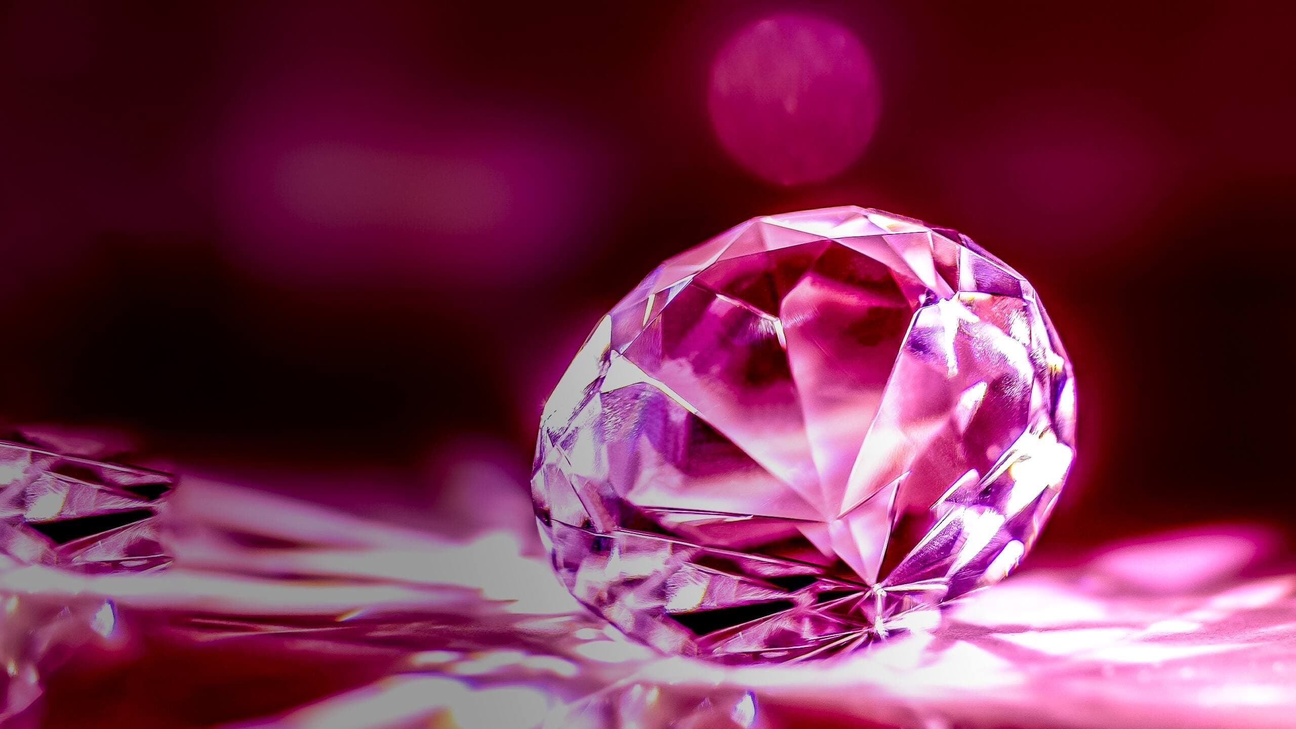 Rosa Diamant, Pink, Bokeh, Nahaufnahme, Glanz, 2K, Desktop-Hintergrund für Windows