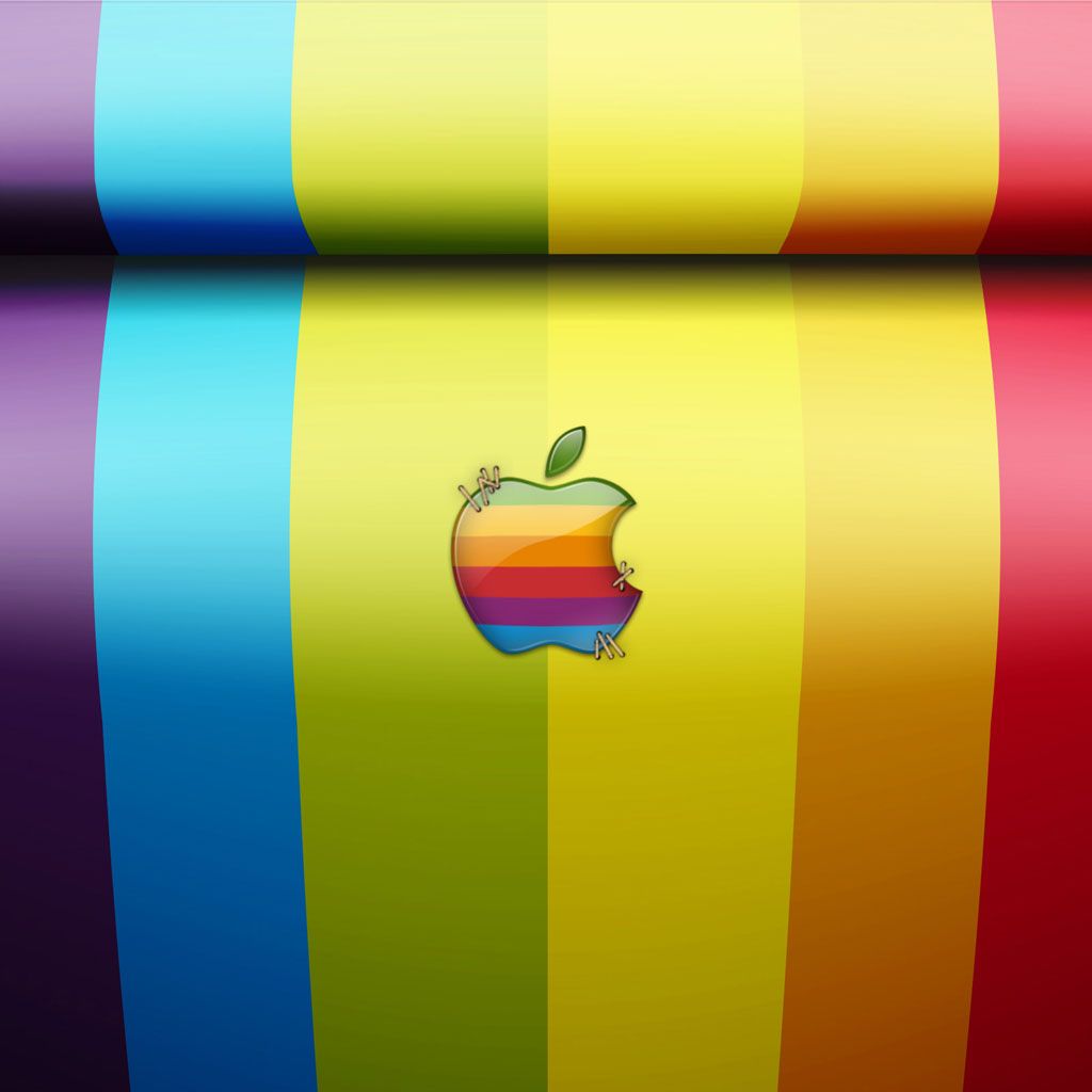 Apple, Regenbogen-Logo, Streifen, Retro, Hochformat, Hintergrundbild für iPad und Tablet