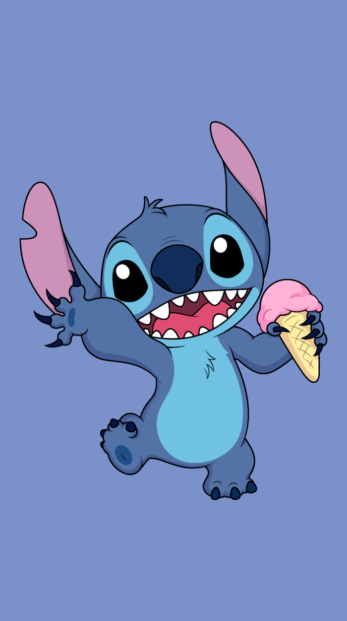 Stitch, Lilo & Stitch, Disney, Eis, Lavendelfarbener Hintergrund, Sperrbildschirm fürs iPhone