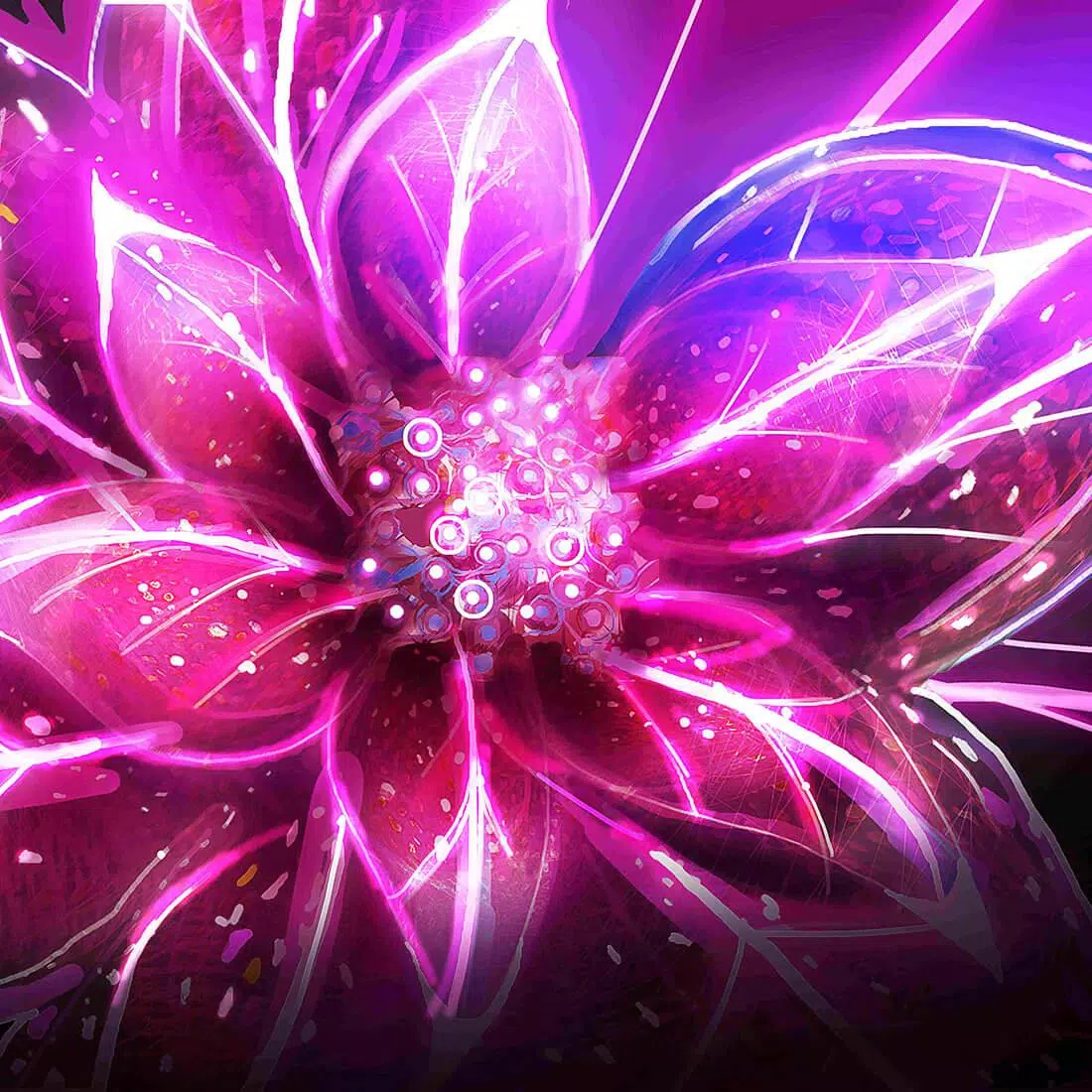Fraktalblume, Pink, Leuchten, Digitale Kunst, Abstrakt, Hintergrundbild für iPad und Tablet