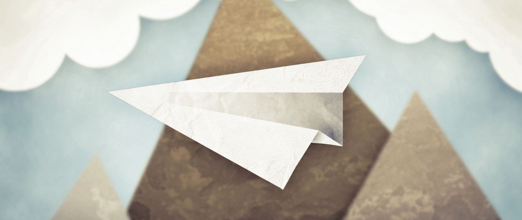 Papierflieger, Berge, Wolken, Illustration, Pastell, HD, Desktop-Hintergrund für Windows