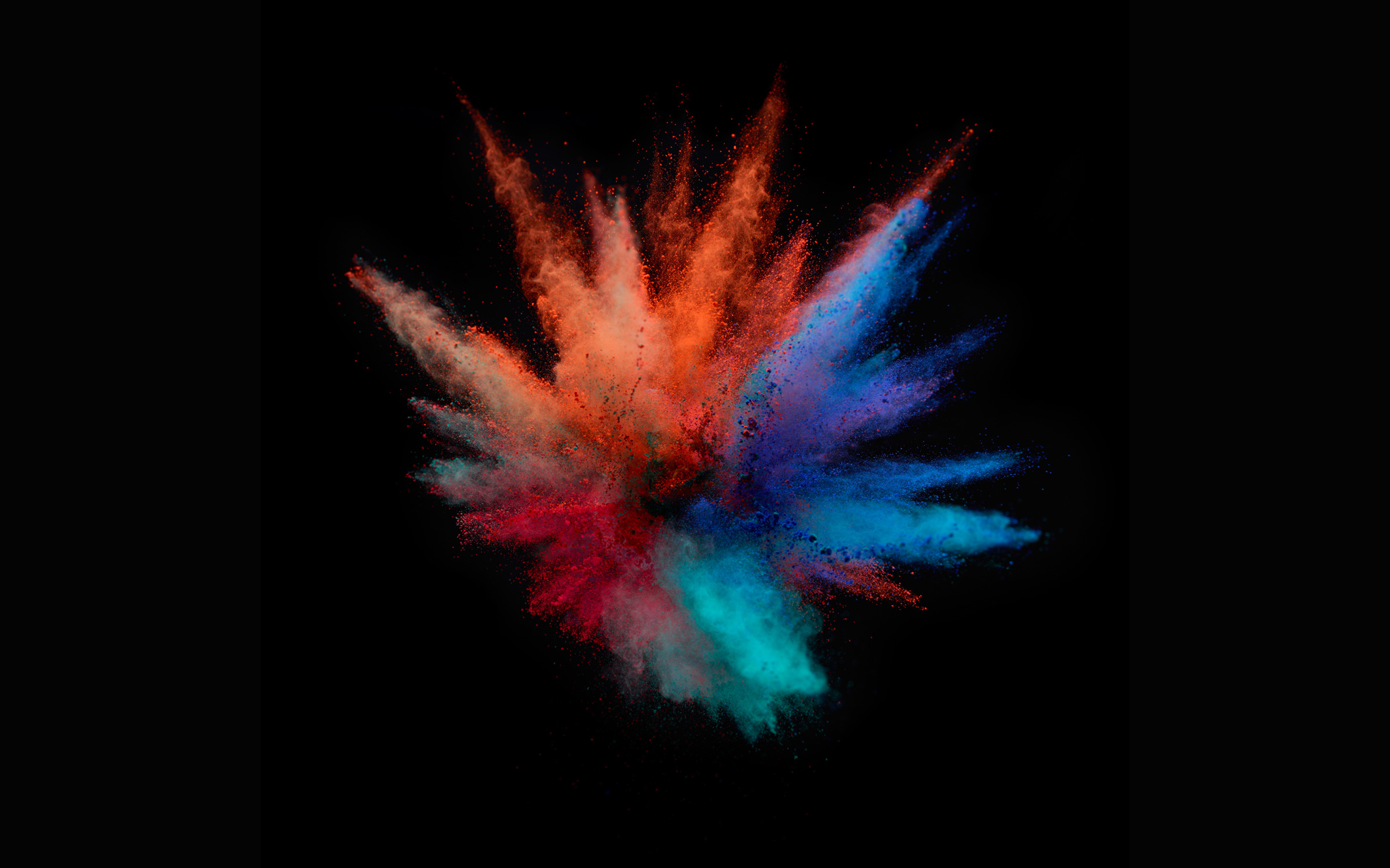 Farbexplosion, Pulver, Bunt, Schwarzer Hintergrund, Abstrakt, 2K Wallpaper