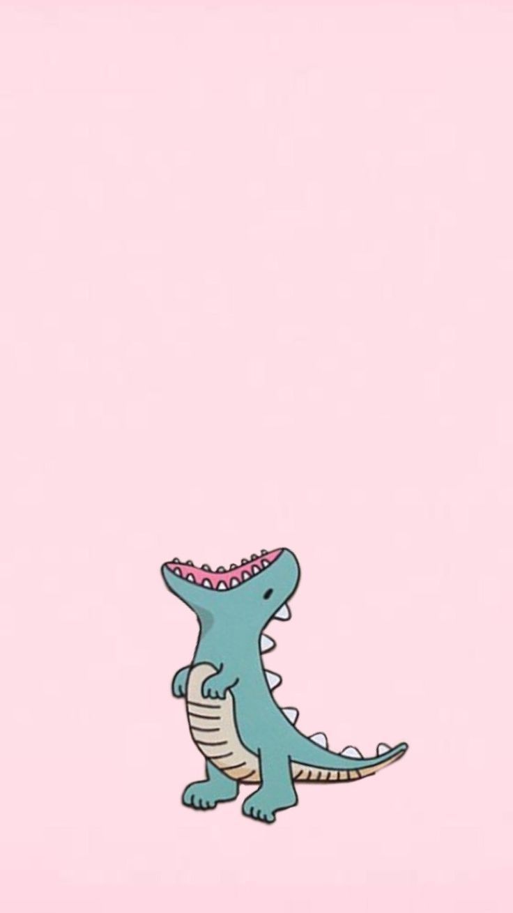 T-Rex, Cartoon-Dino, Niedlich, Rosa Hintergrund, Minimalistisch, Sperrbildschirm fürs iPhone
