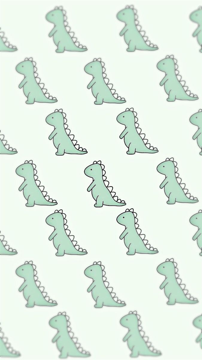 T-Rex, Muster, Mintgrün, Pastell, Niedlich, Hintergrundbild für iPhone und Android