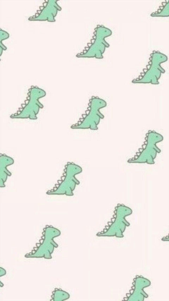 T-Rex, Muster, Mintgrün, Weißer Hintergrund, Kawaii, HD, Sperrbildschirm fürs iPhone