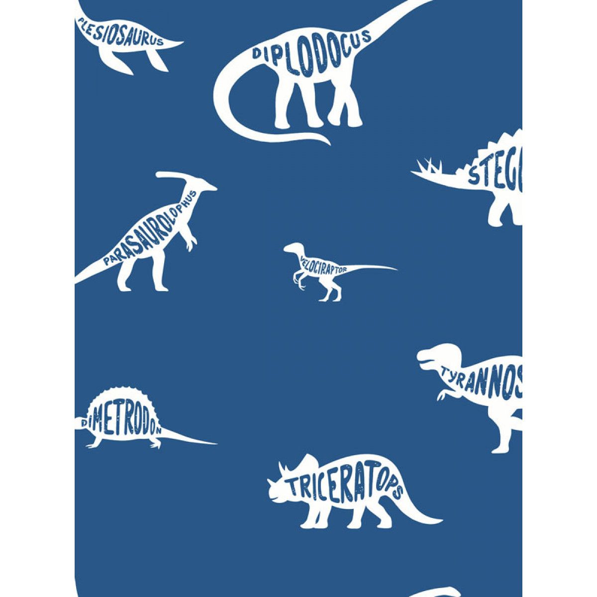 Diplodocus, Triceratops, Stegosaurus, Silhouetten, Blauer Hintergrund, Typografie, Wallpaper