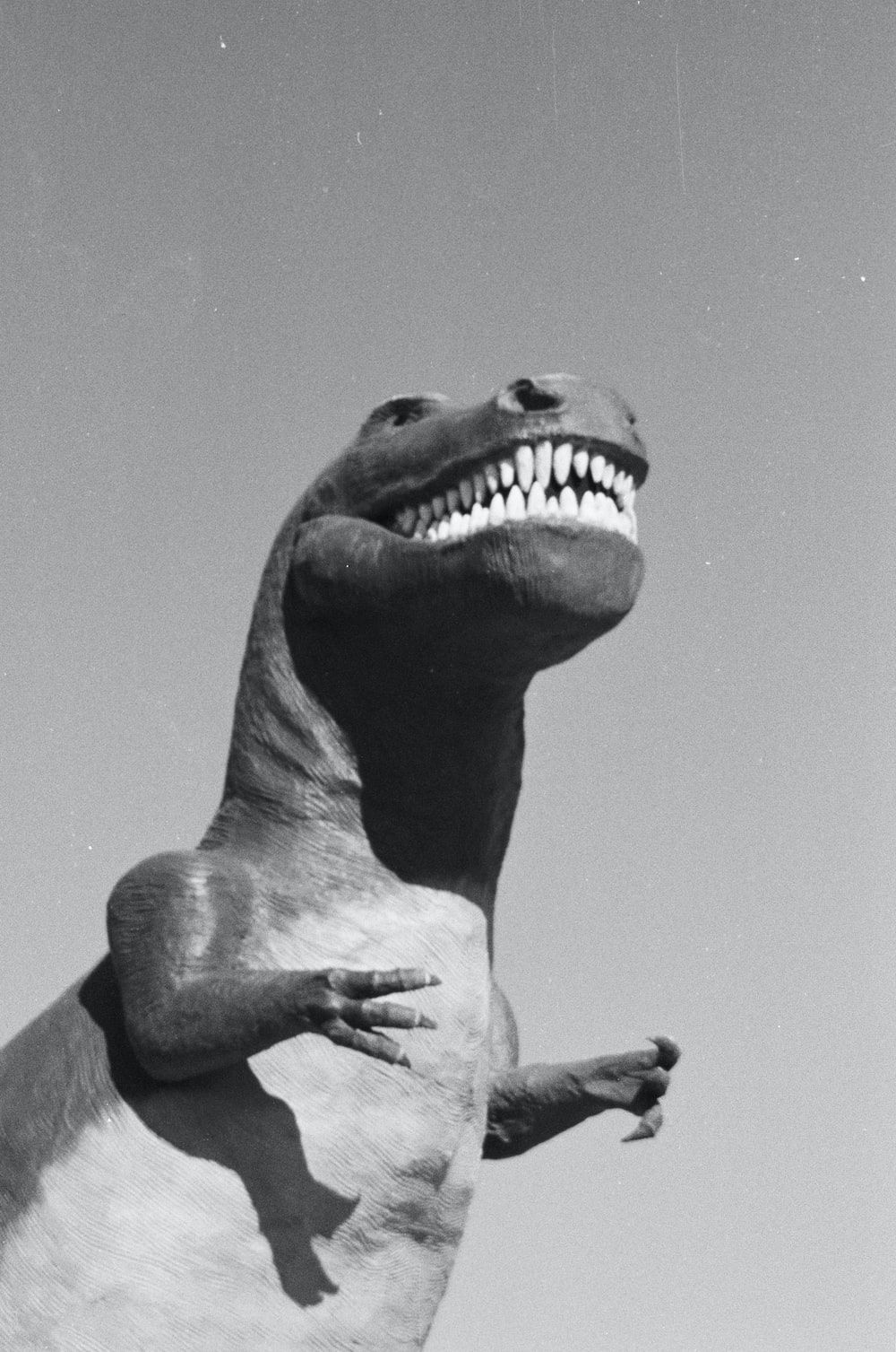 T-Rex, Statue, Schwarzweiß, Himmel, HD, Handy-Hintergrund im Hochformat