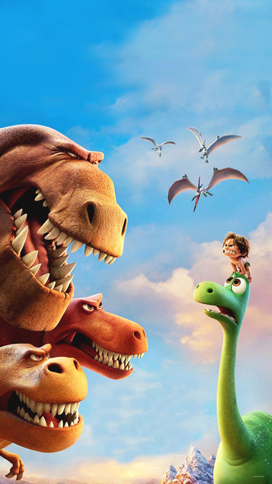 Arlo & Spot, Arlo, Pixar, Disney, Pterosaurier, Himmel, Full HD, Handy-Hintergrund im Hochformat