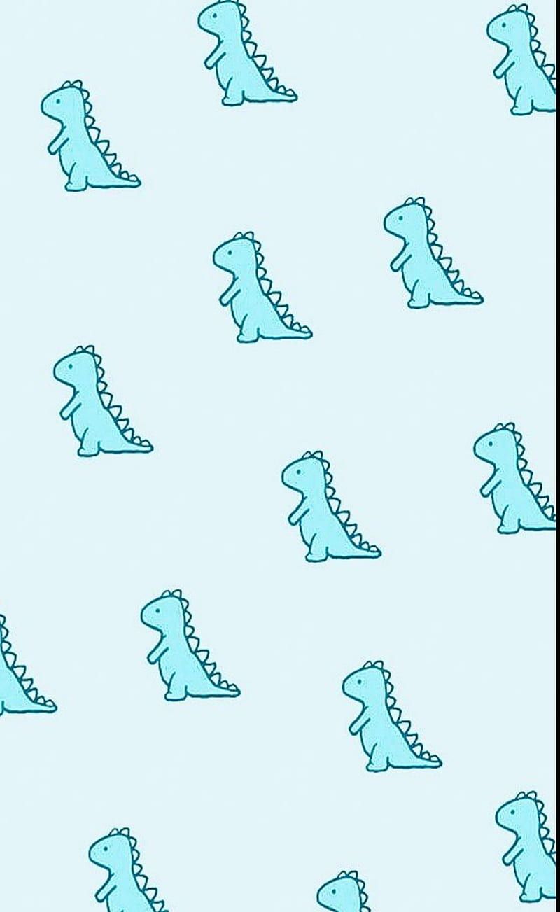 T-Rex, Muster, Türkis, Hellblau, Niedlich, HD, Hintergrundbild fürs Handy
