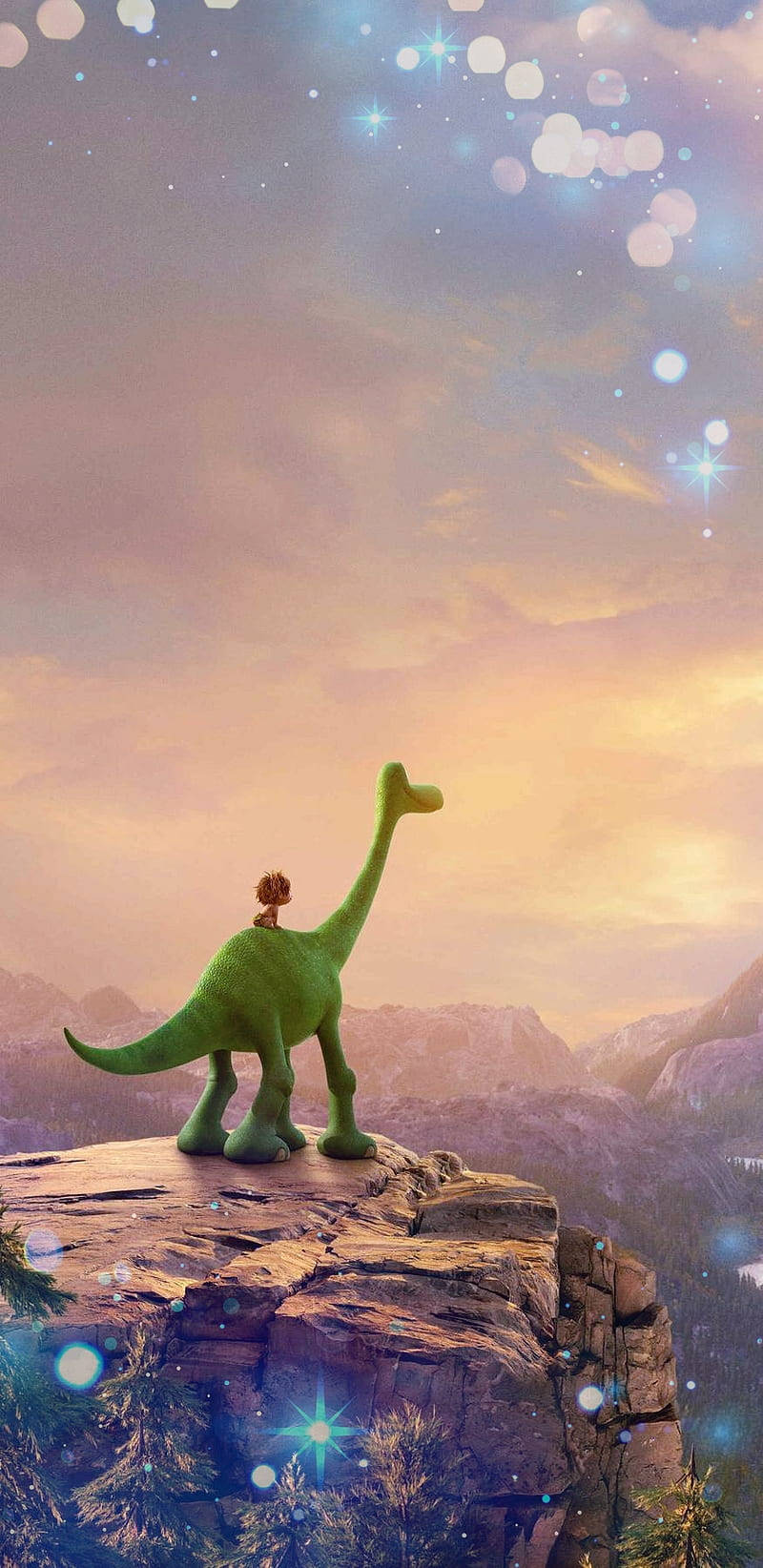 Arlo & Spot, Arlo, Pixar, Felsen, Sonnenuntergang, Hintergrundbild für iPhone und Android