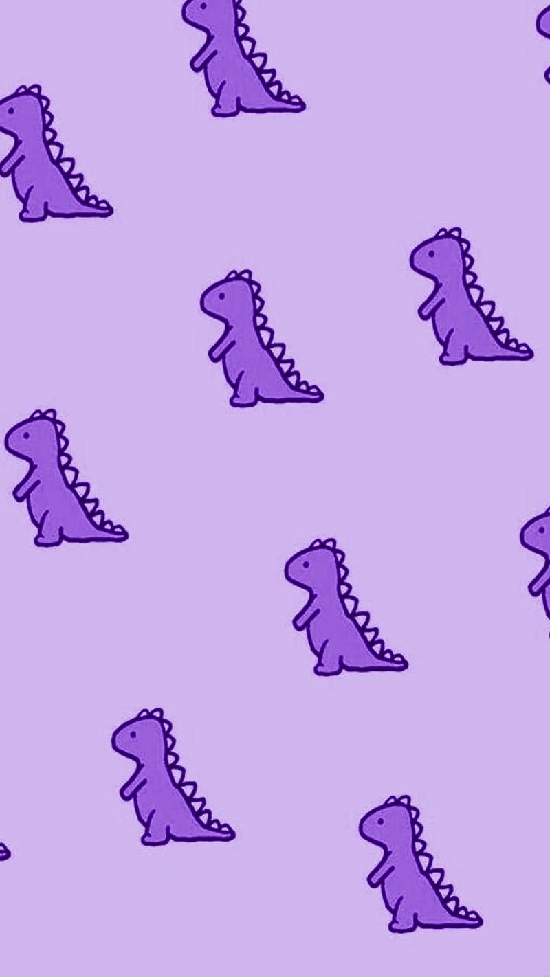T-Rex, Muster, Lila, Pastell, Niedlich, HD, Handy-Hintergrund im Hochformat