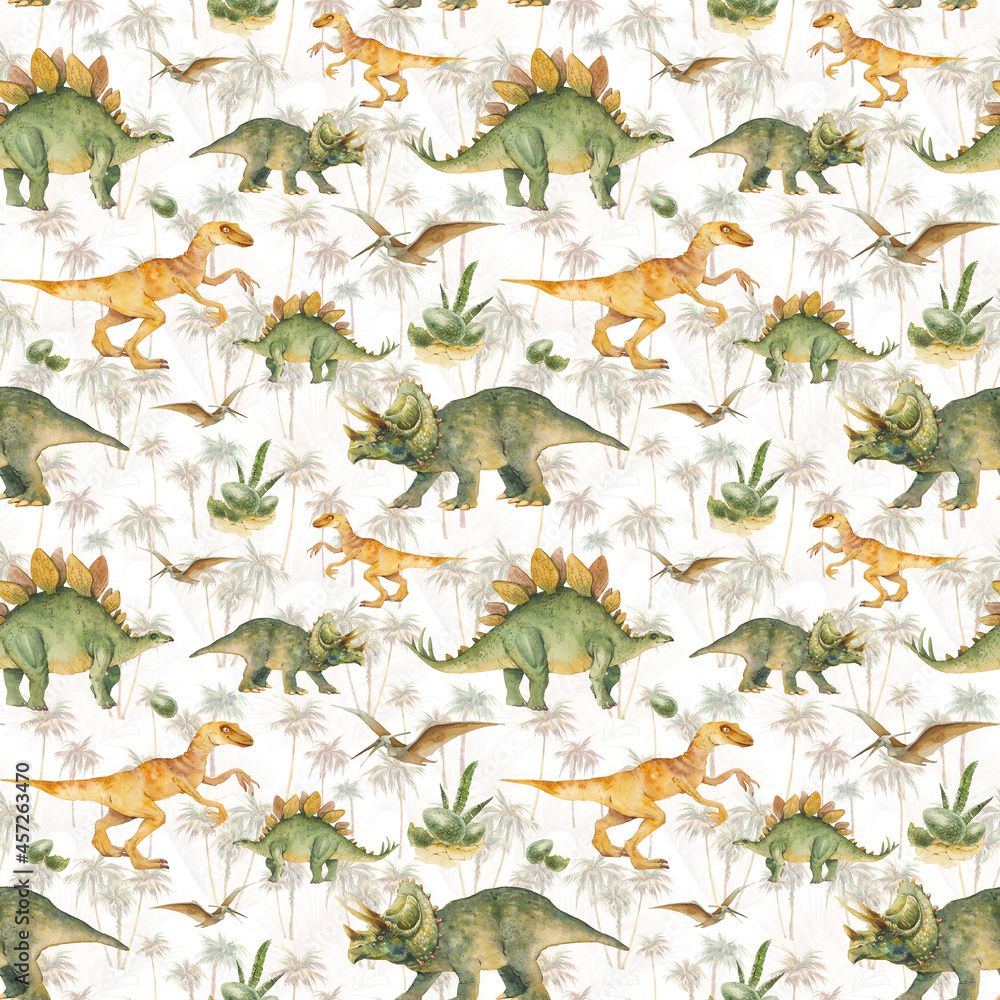 Stegosaurus, Dinosaurier, Aquarell, Muster, Weißer Hintergrund, Wallpaper