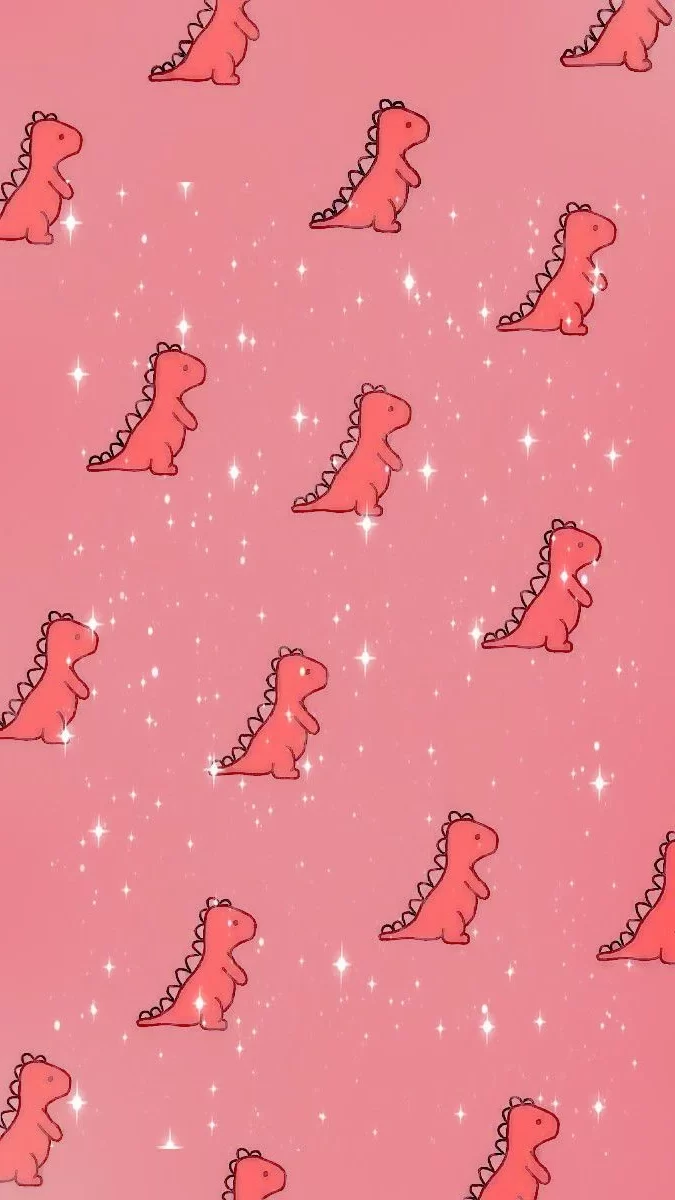 T-Rex, Muster, Korallenrot, Funkeln, Niedlich, Hochformat, Hintergrundbild fürs Smartphone