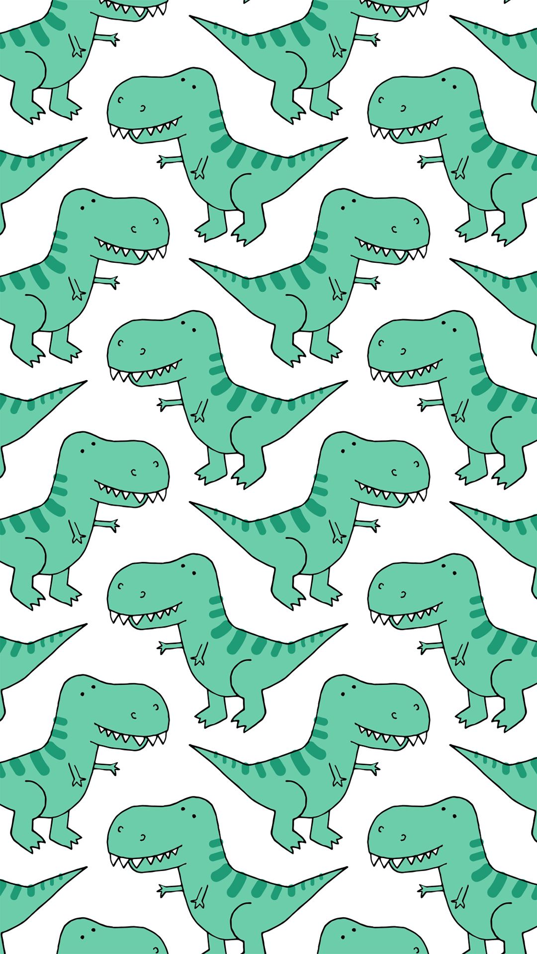 T-Rex, Muster, Mintgrün, Cartoon, Weißer Hintergrund, Full HD, Sperrbildschirm fürs iPhone