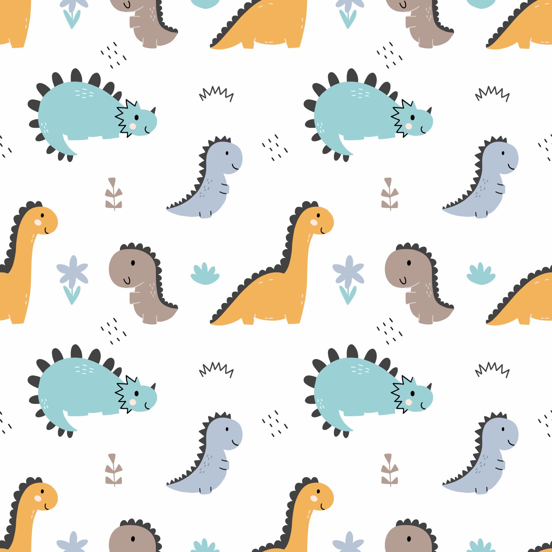 Dinosaurier, Muster, Pastell, Kinderzimmer, Weißer Hintergrund, Full HD Wallpaper