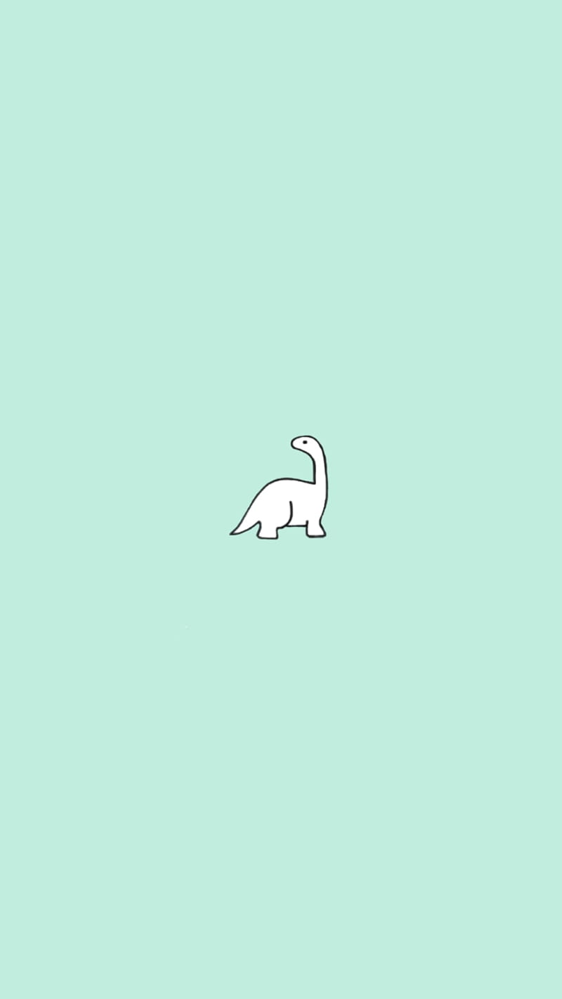 Dinosaurier, Minimalistisch, Mintgrün, Weiß, Niedlich, HD, Handy-Hintergrund im Hochformat