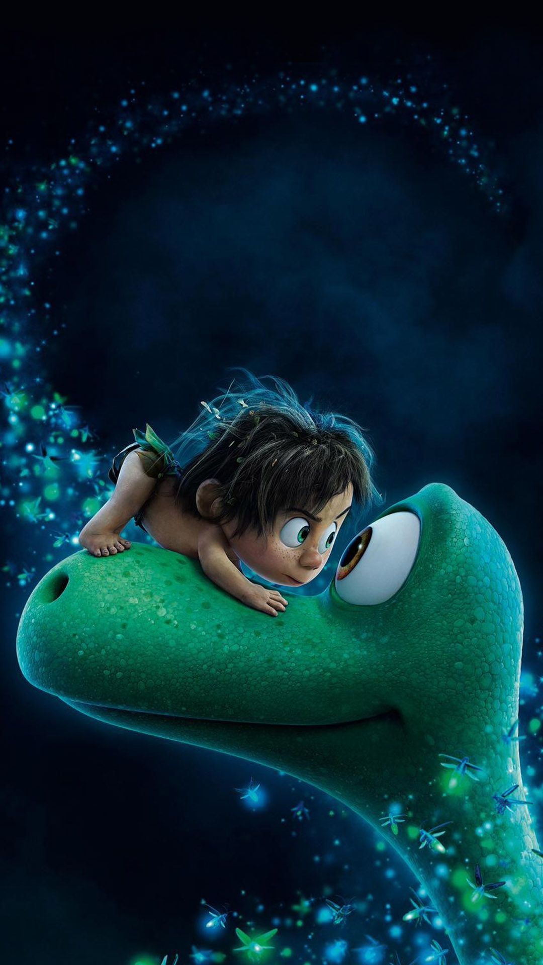 Arlo & Spot, Arlo, Spot, Pixar, Glühwürmchen, Nacht, Full HD, Handy-Hintergrund im Hochformat