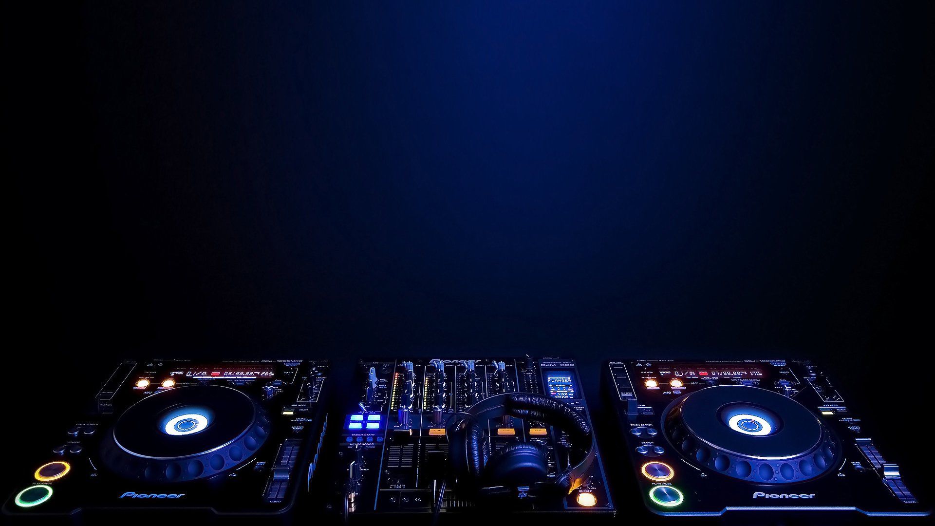 Pioneer, CDJ-Player, DJ-Mixer, Dunkelblau, Minimalistisch, Full-HD-Hintergrundbild für PC