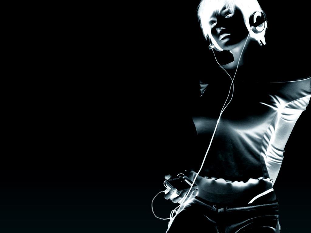 DJ, Kopfhörer, Schwarzweiß, Kontrast, Silhouette, Hintergrundbild für iPad und Tablet