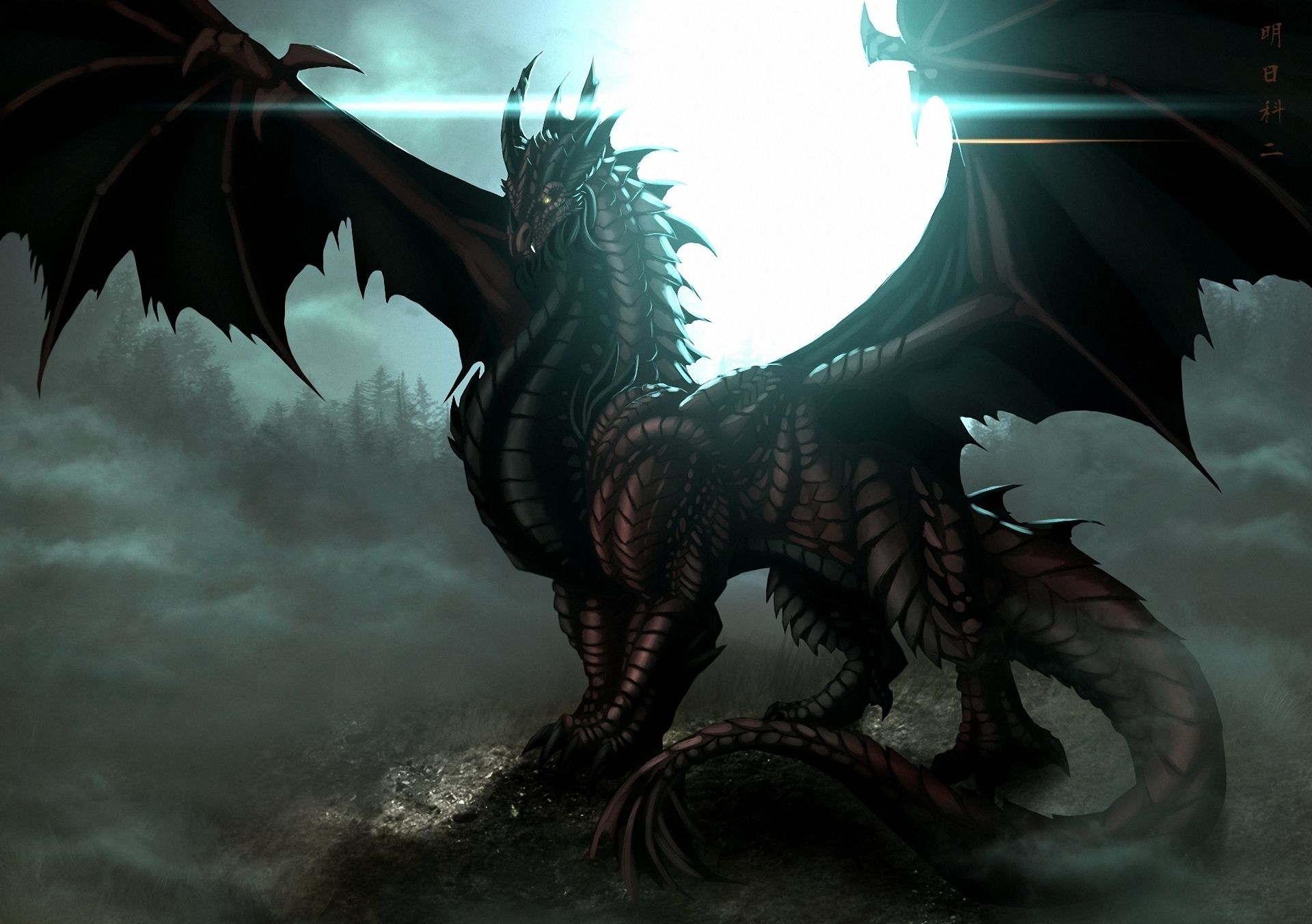 Schwarzer Drache, Flügel, Felsen, Gegenlicht, Düster, Full HD, Desktop-Hintergrund für Windows