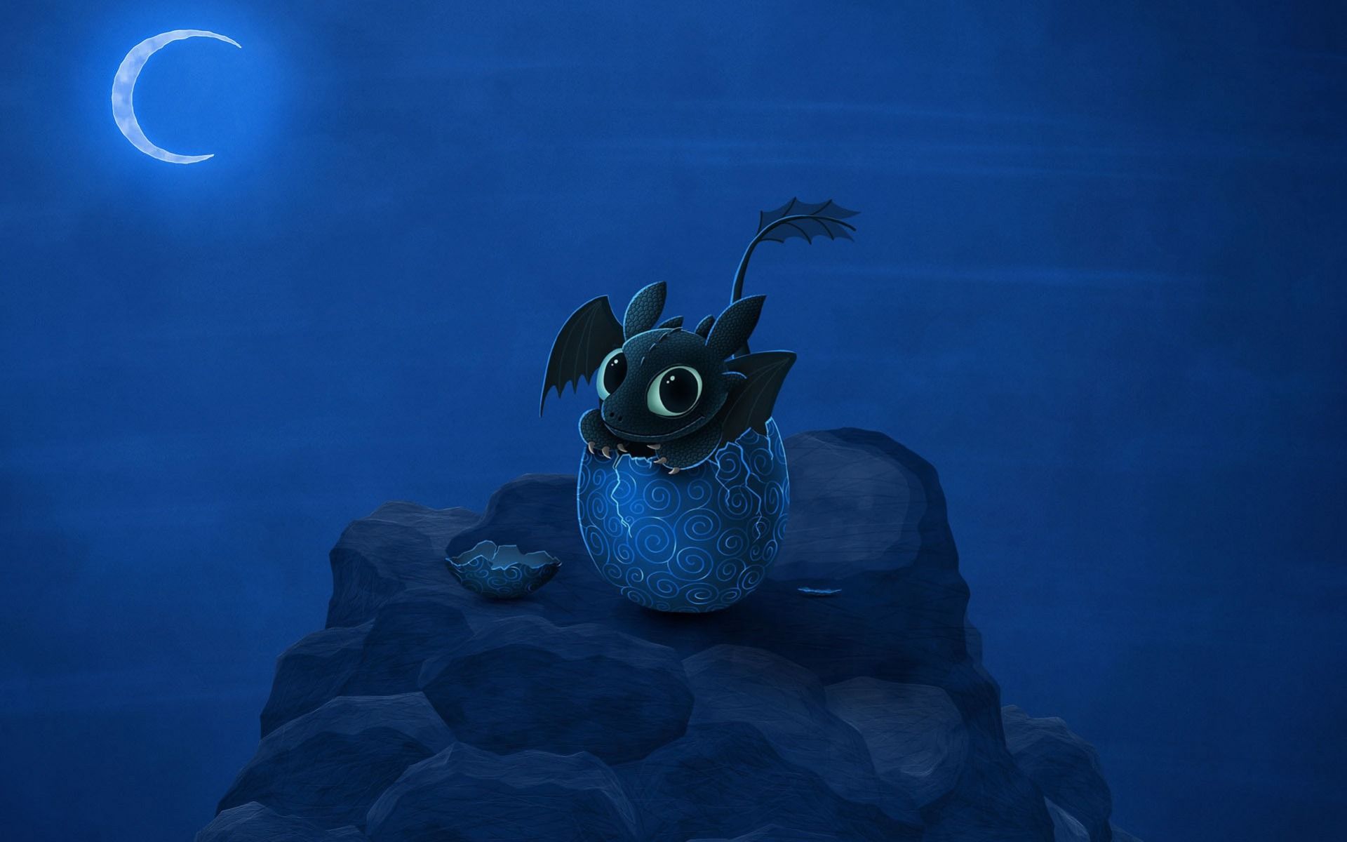 Ohnezahn, Drachenzähmen leicht gemacht, Drachenei, Mond, Blau, Full HD, MacBook-Hintergrundbild