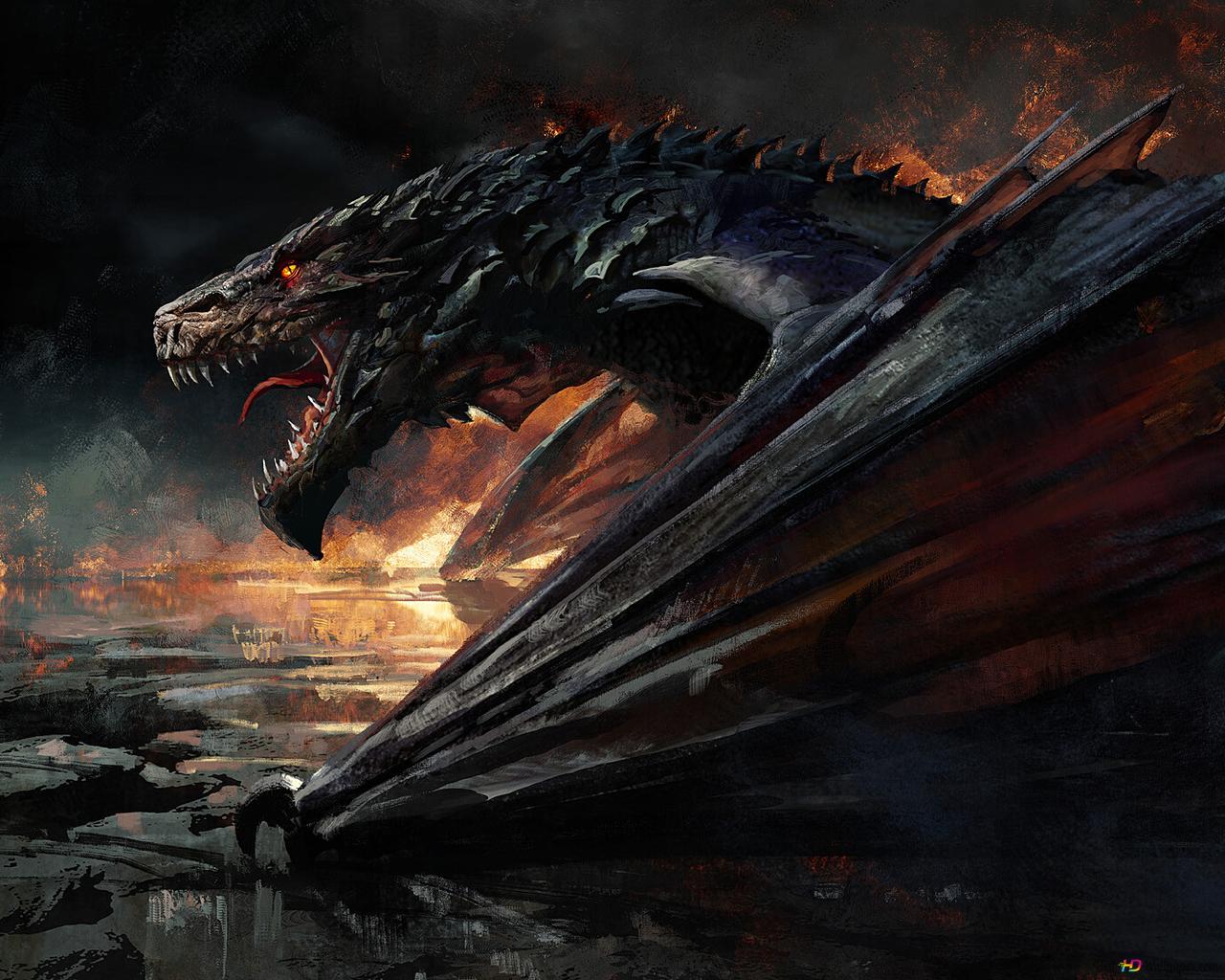 Schwarzer Drache, Feuer, Flügel, Dunkel, Fantasy-Kunst, HD, Hintergrundbild für den PC