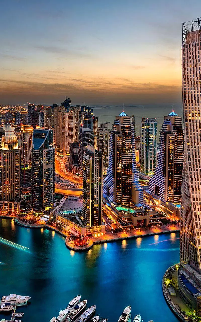 Cayan Tower, Dubai Marina, Dubai, Wolkenkratzer, Abenddämmerung, Hochformat, HD-Handy-Hintergrundbild