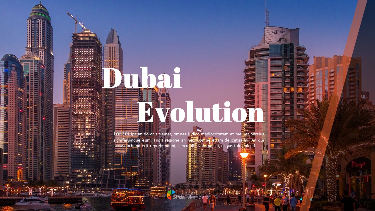 Dubai Evolution, Dubai Marina, Dubai, Wolkenkratzer, Schriftzug, Abendlicht, HD-Hintergrund