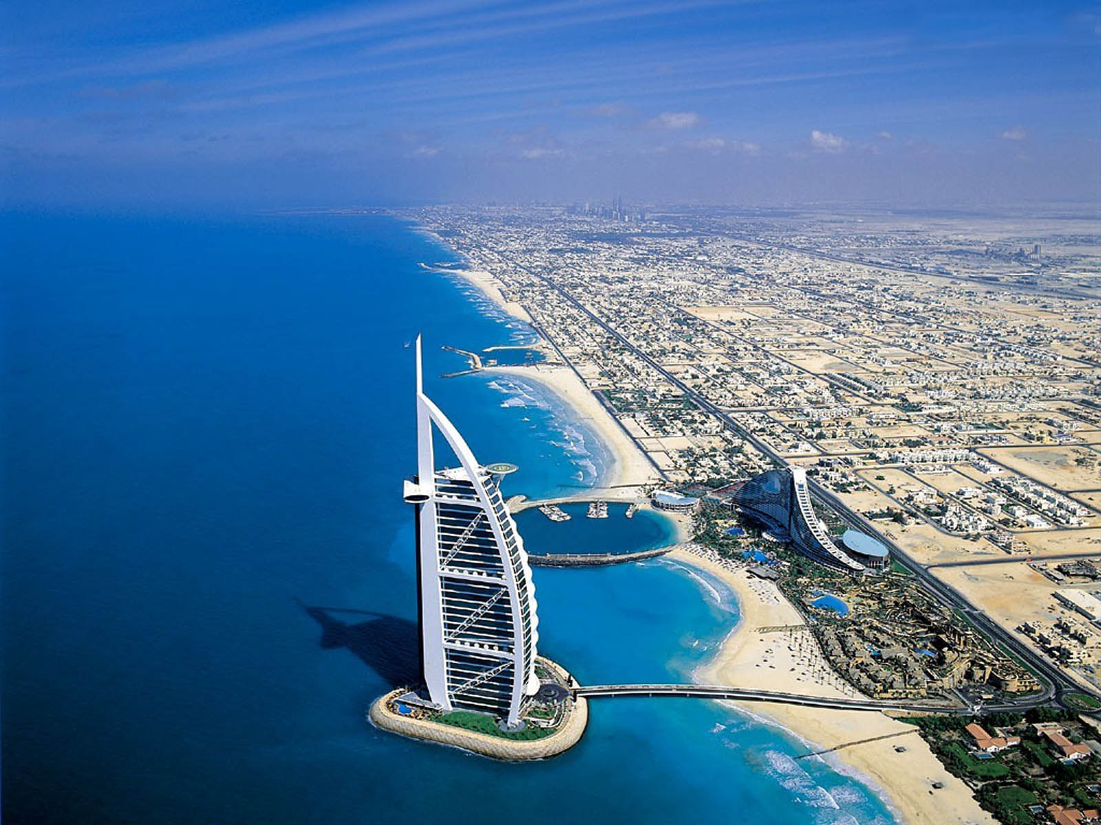 Burj al Arab, Jumeirah, Dubai, Luftaufnahme, Küste, Persischer Golf, Strand, iPad-Hintergrundbild