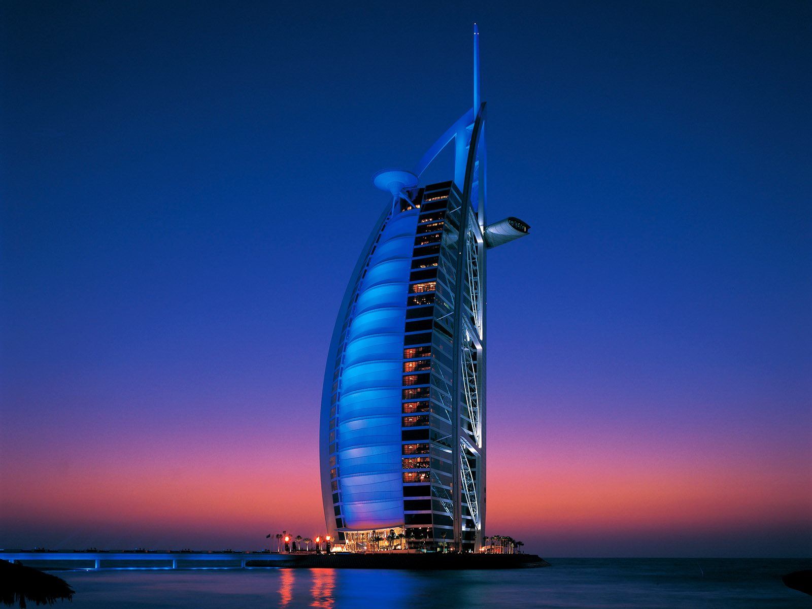 Burj al Arab, Dubai, Blaue Beleuchtung, Abendrot, Luxushotel, HD, iPad-Hintergrundbild