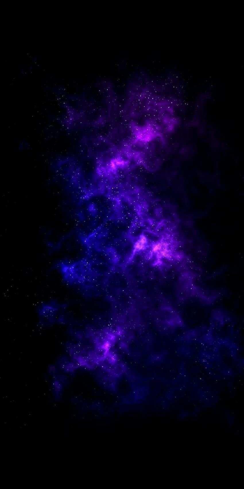 Galaxie, Lila Nebel, Schwarzer Hintergrund, Hochformat, Sterne, Sperrbildschirm fürs iPhone