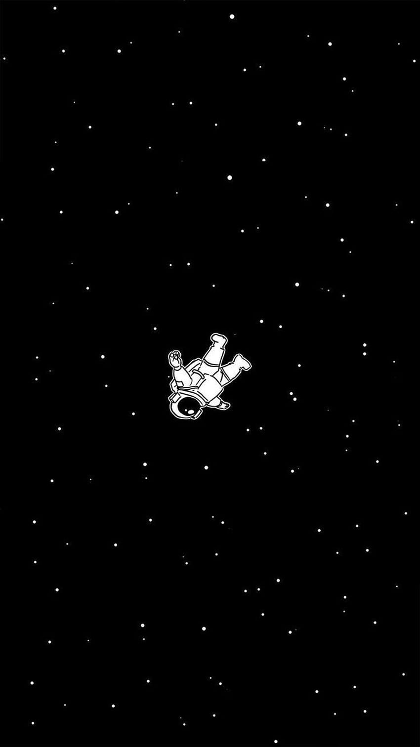 Astronaut, Sternenhimmel, Schwerelosigkeit, Schwarz, Minimalistisch, Android-Hintergrundbild