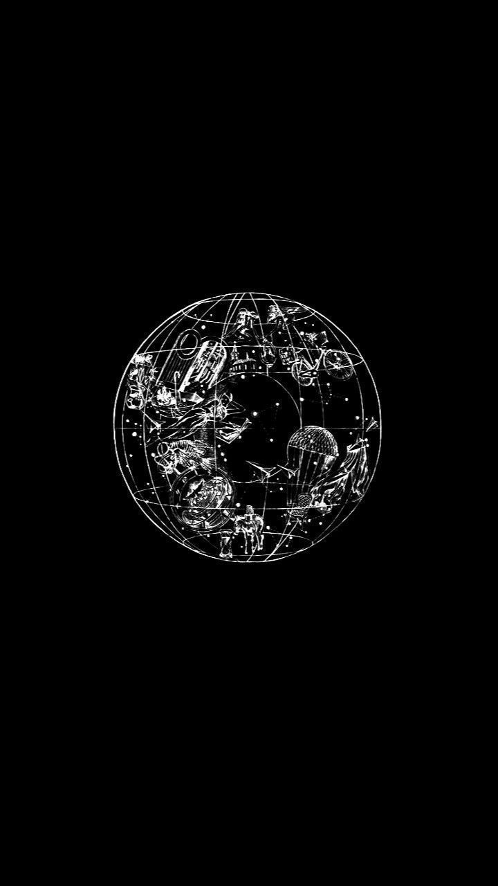Mond, Doodle, Schwarzer Hintergrund, Minimalistisch, Weiß, Sperrbildschirm fürs iPhone
