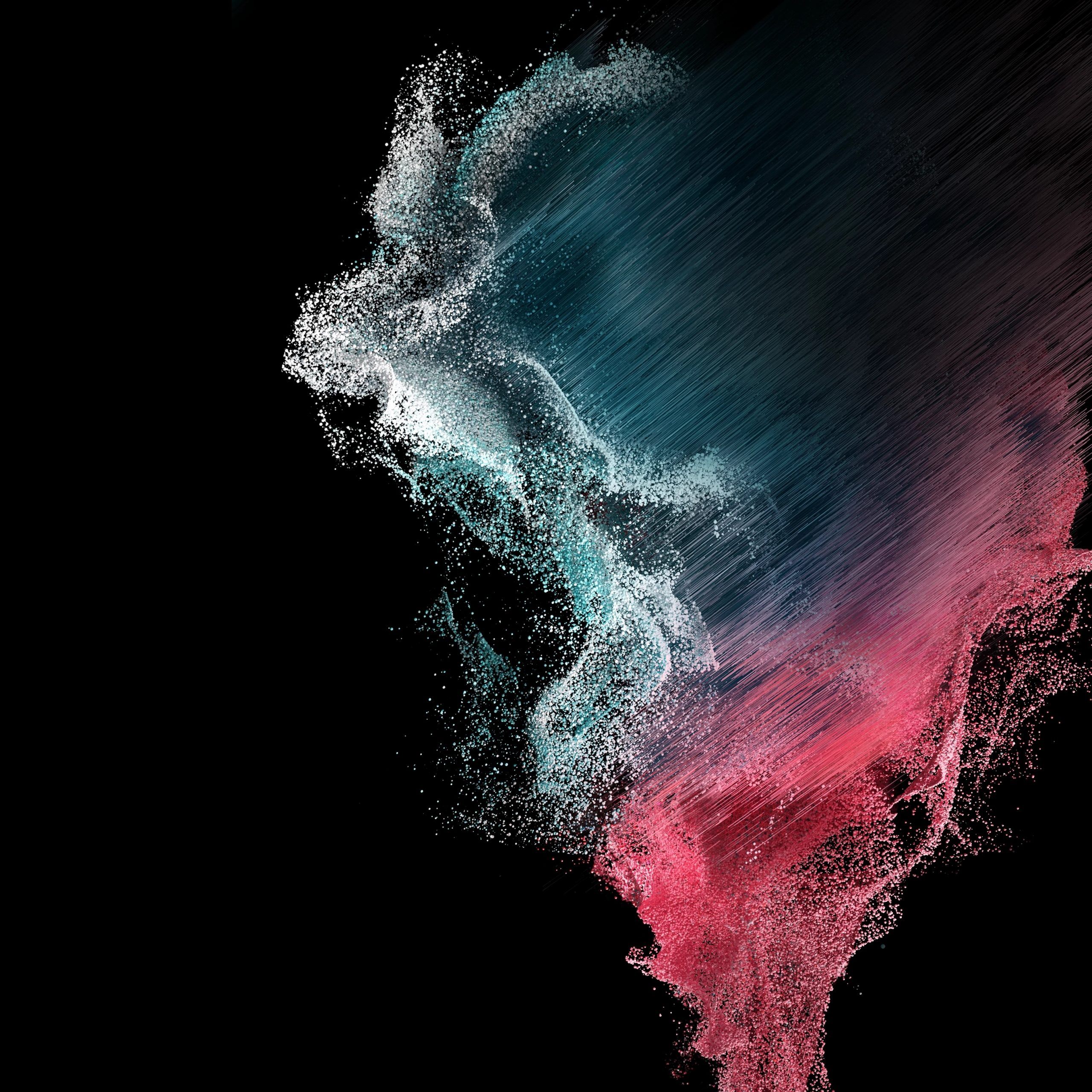 Partikel-Welle, Türkis, Pink, Schwarzer Hintergrund, Abstrakt, 2K Wallpaper