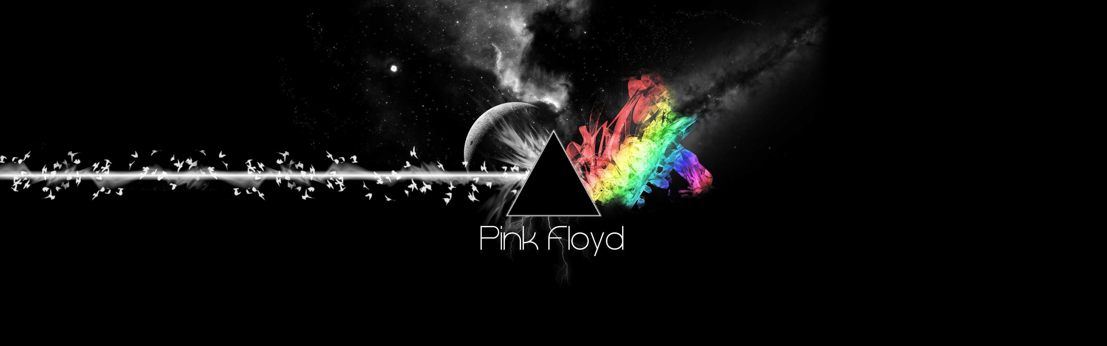 Pink Floyd, The Dark Side of the Moon, Prisma, Regenbogen, Schwarzer Hintergrund, Full HD Wallpaper